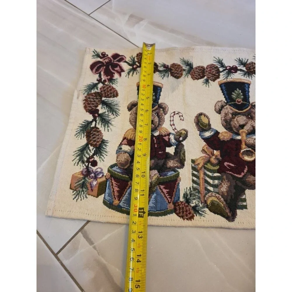 Tapestry Christmas Bears Table Runner 60